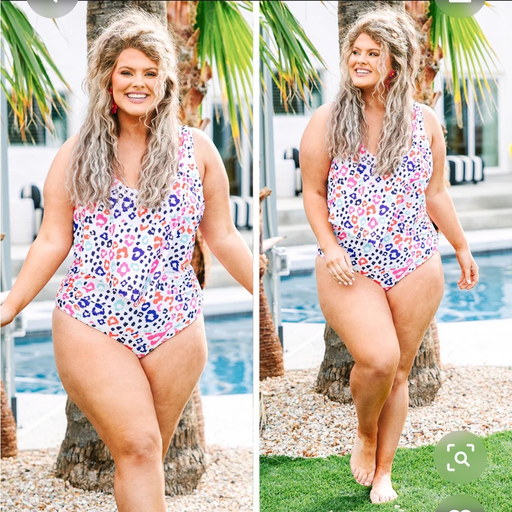 Multi color leopard swimsuit top, brand new